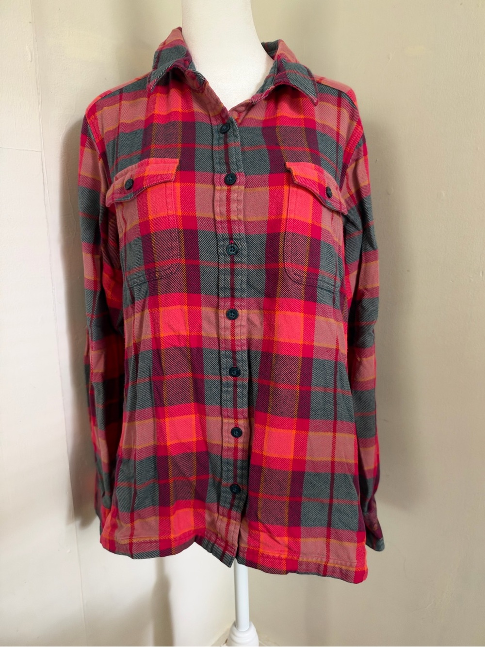 Patagonia Organic Cotton Multicolored Flannel Plaid Long Sleeve Top Size 12